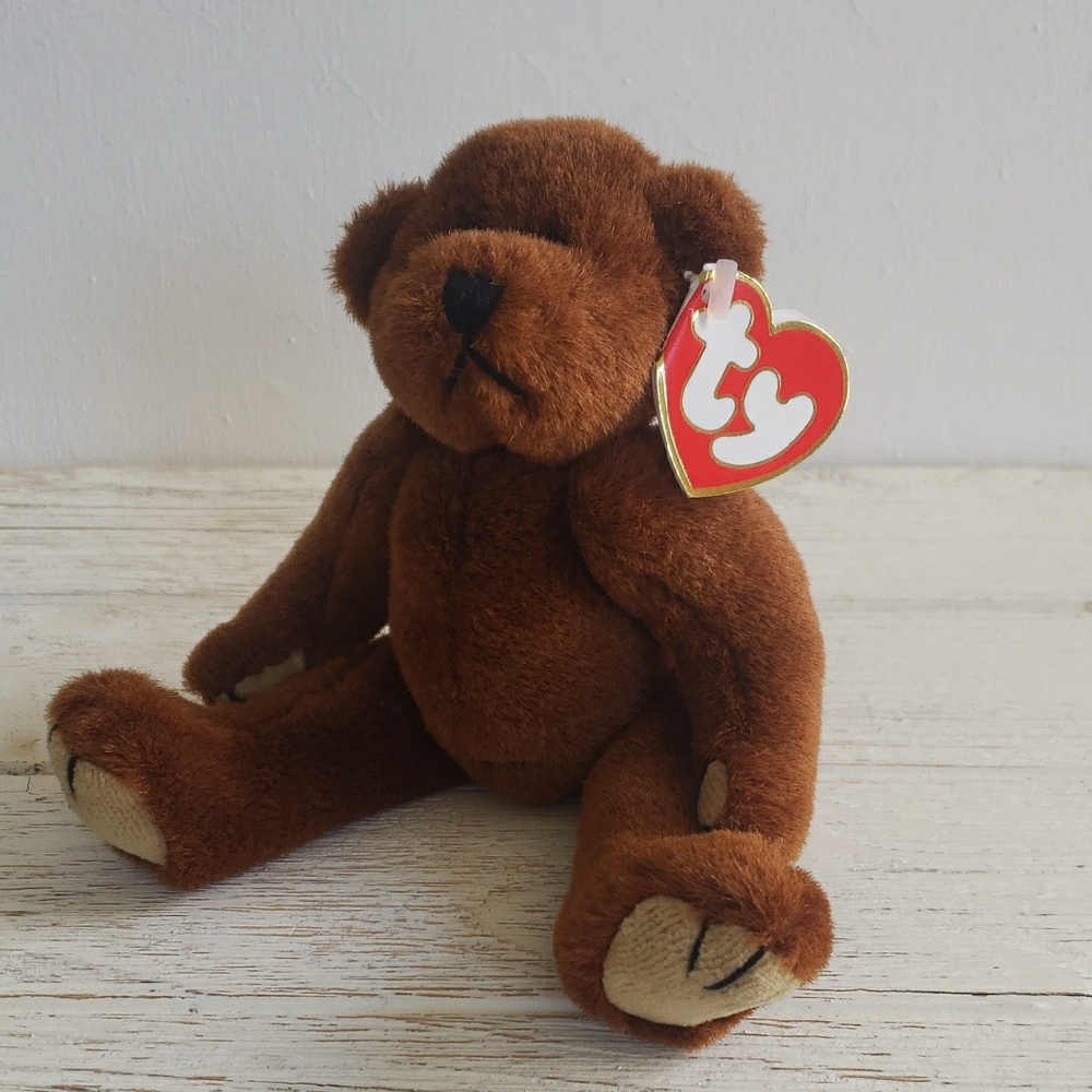 Vintage 1993 Ty Attic Treasures Collection 8" Brown Teddy Bear Jointed Legs